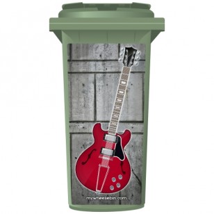 Cherry Red Electric Guitar Style Wheelie Bin Sticker Panel